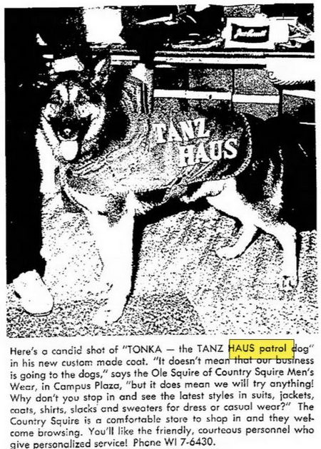 Tanz Haus (Tanz Haus Club, TanzHaus) - Tonka The Dog Aug 1965 Article (newer photo)